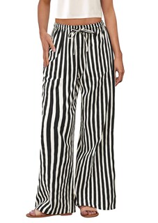 Foto 1 | Foto 1 | Pantalones De Pijama Prettygarden Para Mujer, Pierna Ancha, Algodón A Rayas - Venta Internacional.