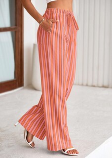 Foto 7 | Foto 7 | Pantalones De Pijama Prettygarden Para Mujer, Pierna Ancha, Algodón A Rayas - Venta Internacional.