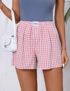 Foto 2 | Foto 2 | Pantalones Cortos Tipo Bóxer Lomon Para Mujer, Casual, De Algodón, De Verano, Color Rosa - Venta Internacional.