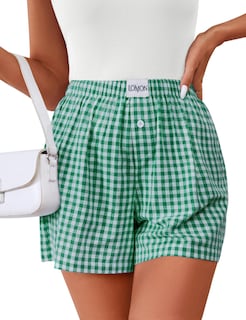 Foto 1 | Foto 1 | Calzoncillos Tipo Bóxer Lomon Para Mujer, Casual, De Algodón, De Verano, A Cuadros Verdes - Venta Internacional.