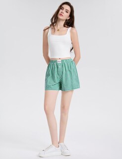 Foto 3 | Foto 3 | Calzoncillos Tipo Bóxer Lomon Para Mujer, Casual, De Algodón, De Verano, A Cuadros Verdes - Venta Internacional.