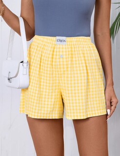 Foto 2 | Foto 2 | Pantalones Cortos Tipo Bóxer Lomon Para Mujer, Casual, De Algodón, De Verano, Amarillo - Venta Internacional.
