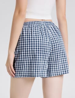 Foto 5 | Foto 5 | Pantalones Cortos Tipo Bóxer Lomon Para Mujer, Casual, De Algodón, De Verano, A Cuadros - Venta Internacional.