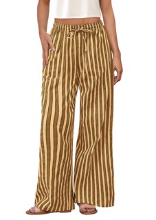 Foto 1 | Foto 1 | Pantalones De Pijama Prettygarden Para Mujer, Pierna Ancha, Algodón A Rayas - Venta Internacional.