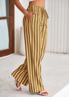 Foto 7 | Foto 7 | Pantalones De Pijama Prettygarden Para Mujer, Pierna Ancha, Algodón A Rayas - Venta Internacional.