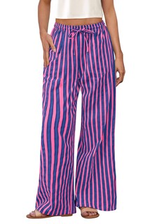 Foto 1 | Foto 1 | Pantalones De Pijama Prettygarden Para Mujer, Pierna Ancha, Algodón A Rayas - Venta Internacional.