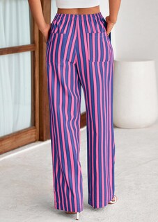 Foto 2 | Foto 2 | Pantalones De Pijama Prettygarden Para Mujer, Pierna Ancha, Algodón A Rayas - Venta Internacional.