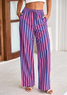 Foto 3 | Foto 3 | Pantalones De Pijama Prettygarden Para Mujer, Pierna Ancha, Algodón A Rayas - Venta Internacional.