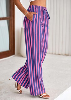 Foto 7 | Foto 7 | Pantalones De Pijama Prettygarden Para Mujer, Pierna Ancha, Algodón A Rayas - Venta Internacional.