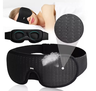 Foto 2 | Foto 2 | Antifaz para Dormir Belug Negro Ajustable + 5 Tapones de Oídos