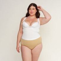 Camiseta Moldeadora Aylon Blanca Busto Abierto para Mujer