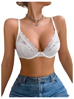 Sujetador Soly Hux Para Mujer, Sexy, Encaje Con Aros, Color Blanco - Venta Internacional.