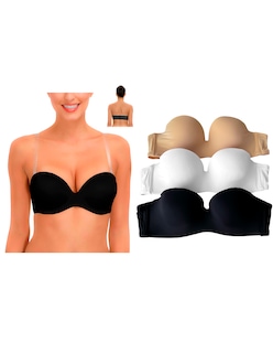 Foto 1 | Foto 1 | Brasier Strapless Tatys Fashion con Tirantes Transparentes 3 Pack