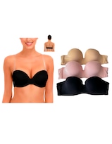 Paquete De 3 Brasieres Strapless Tatys Fashion Multicolor Con Tirantes Transparentes