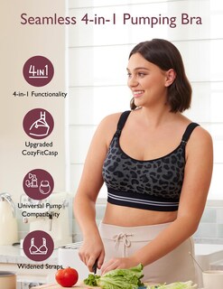 Foto 3 | Foto 3 | Sujetador Momcozy Sin Costuras 4 En 1 Manos Libres Negro Leopardo - Venta Internacional