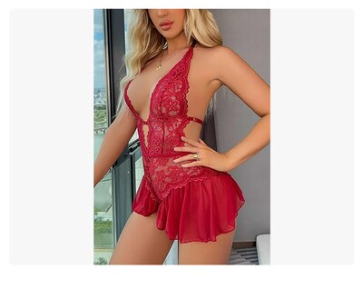 Foto 5 | Foto 5 | Lencería 1 Pieza Encaje Baby Doll Rojo