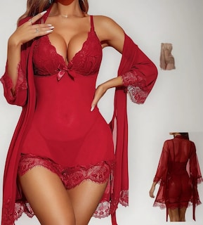 Foto 1 | Foto 1 | Conjunto De Camisón De Encaje Para Mujer Pijama Sexy 4pcs
