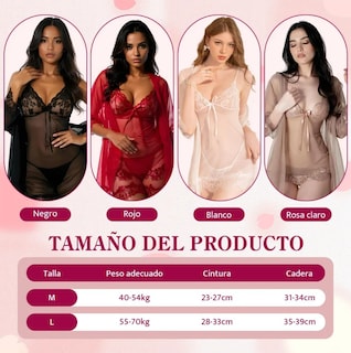Foto 5 | Foto 5 | Conjunto De Camisón De Encaje Para Mujer Pijama Sexy 4pcs