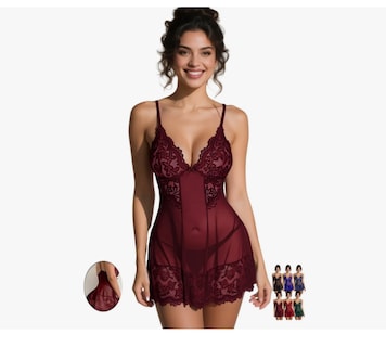 Foto 1 | Foto 1 | Lencería Para Mujer babydolls Vestido Camison Ropa Sexy En V