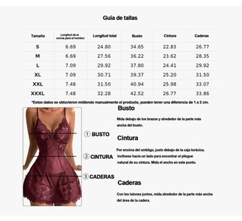 Foto 2 | Foto 2 | Lencería Para Mujer babydolls Vestido Camison Ropa Sexy En V