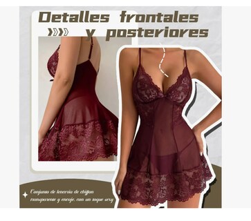 Foto 3 | Foto 3 | Lencería Para Mujer babydolls Vestido Camison Ropa Sexy En V