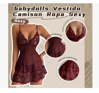Foto 4 | Foto 4 | Lencería Para Mujer babydolls Vestido Camison Ropa Sexy En V