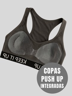 Foto 5 | Foto 5 | Bra Mujer Con Copas Push Up Peto Medio Bra-1004 Gris Oscuro Comodidad Sin Varilla