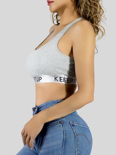Foto 6 | Foto 6 | Bra Mujer Con Copas Push Up Peto Medio Bra-1004 Gris Claro Comodidad Sin Varilla