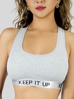 Foto 7 | Foto 7 | Bra Mujer Con Copas Push Up Peto Medio Bra-1004 Gris Claro Comodidad Sin Varilla