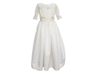 Foto 1 | Foto 1 | Vestido De Primera Comunión Carana  Color Perla Cuerpo Y Mangas Encaje Dorado Talla 12
