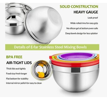 Foto 4 | Foto 4 | Juego Bowls Acero Inox Ensaladera Mezclar Cocina Multicolor