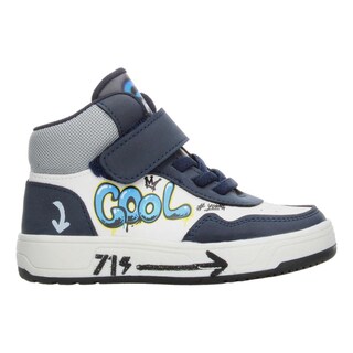 Foto 1 | Foto 1 | Tenis Niño Toddler Vavito Grafiti Azul Marino Mid Cut Tipo Bota Casual Cintas Velcro Ajustable Blanco