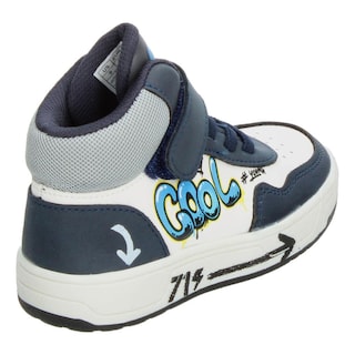 Foto 3 | Foto 3 | Tenis Niño Toddler Vavito Grafiti Azul Marino Mid Cut Tipo Bota Casual Cintas Velcro Ajustable Blanco