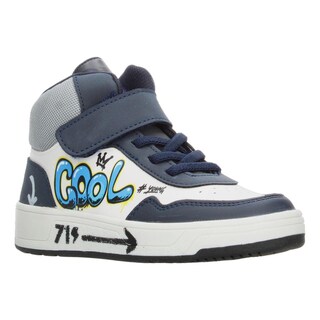 Foto 2 | Foto 2 | Tenis Niño Vavito Grafiti Azul Marino Mid Cut Tipo Bota Casual Streetwear Moderno Original Sneakers Blanco