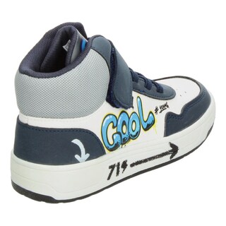 Foto 3 | Foto 3 | Tenis Niño Vavito Grafiti Azul Marino Mid Cut Tipo Bota Casual Streetwear Moderno Original Sneakers Blanco