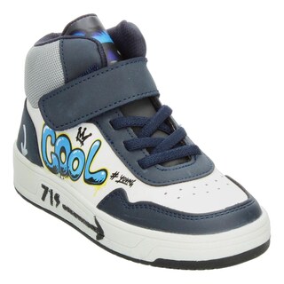 Foto 4 | Foto 4 | Tenis Niño Vavito Grafiti Azul Marino Mid Cut Tipo Bota Casual Streetwear Moderno Original Sneakers Blanco