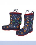 Botas De Lluvia Para Niño Baby Room Color Azul Con Print De Naves Espaciales, Suela Antiderrapante Y Forro De Tela.