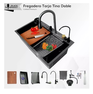 Foto 3 | Foto 3 | Fregadero De Cocina Acero Inoxidable Tarja Cascada Color Negro