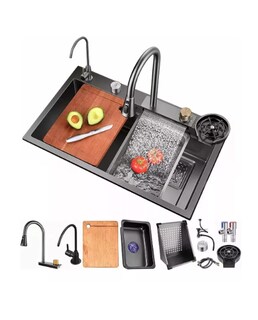 Foto 1 | Foto 1 | Fregadero De Cocina De Acero Inoxidable Con Accesorios 80x45 Tarja Cocina Wünd Color Negro