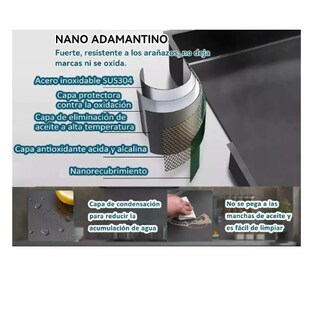 Foto 3 | Foto 3 | Fregadero De Cocina De Acero Inoxidable Con Accesorios 80x45 Tarja Cocina Wünd Color Negro