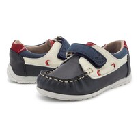 Zapato Mocasin Velcro Niño Piel Kasrten Marino 12-14 Azul Marino