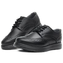 Zapato Escolar Bostoniano Comodos Piel Para Niño Negro