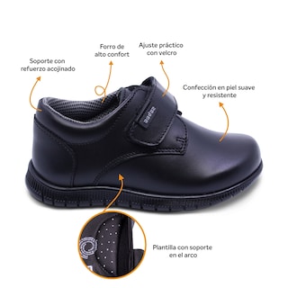 Foto 2 | Foto 2 | Zapato Escolar Audaz Para Niño De Piel Negro Click Con Tira De Contacto