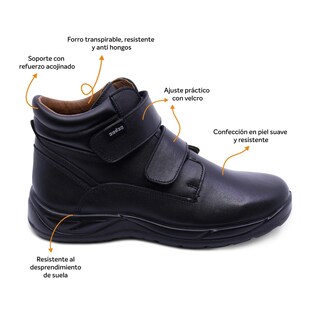 Foto 2 | Foto 2 | Bota Escolar Audaz Para Niño De Piel Negro Tadeo Con Doble Tira De Contacto