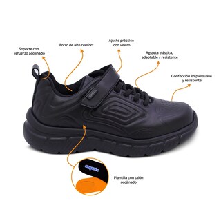 Foto 2 | Foto 2 | Tenis Escolar Audaz Para Niño En Piel Negro Balú Con Diseño Texturizado