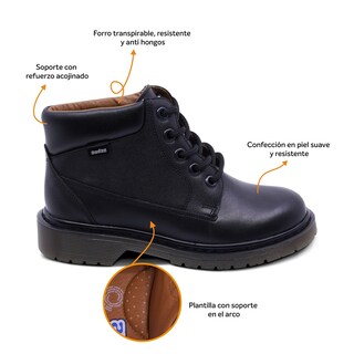 Foto 2 | Foto 2 | Bota Escolar Audaz Para Niño De Piel Negro Martín Con Agujetas