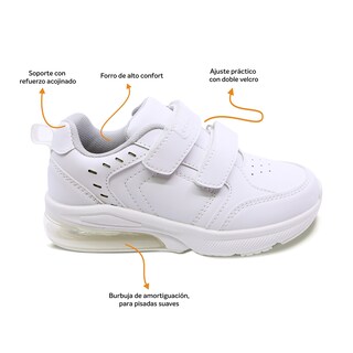 Foto 2 | Foto 2 | Tenis Escolar Audaz Para Niño Sintético Blanco Maserati Con Doble Tira De Contacto