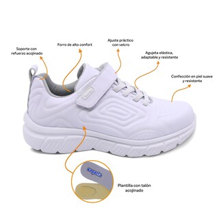 Foto 2 | Foto 2 | Tenis Escolar Audaz Para Niño En Piel Blanco Balú Con Diseño Texturizado