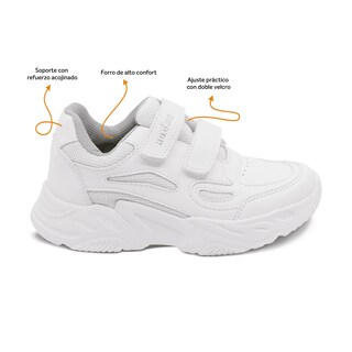 Foto 2 | Foto 2 | Tenis Escolar Audaz Para Niño Sintético Blanco Alien Con Doble Tira De Contacto