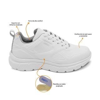 Foto 2 | Foto 2 | Tenis Escolar Audaz Para Niño En Piel Blanco Balú Con Diseño Texturizado